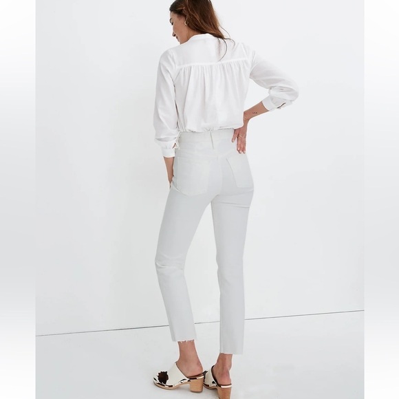 Madewell White The Perfect Vintage Crop Jeans Raw‎ Hem Size 26 - Picture 10 of 11